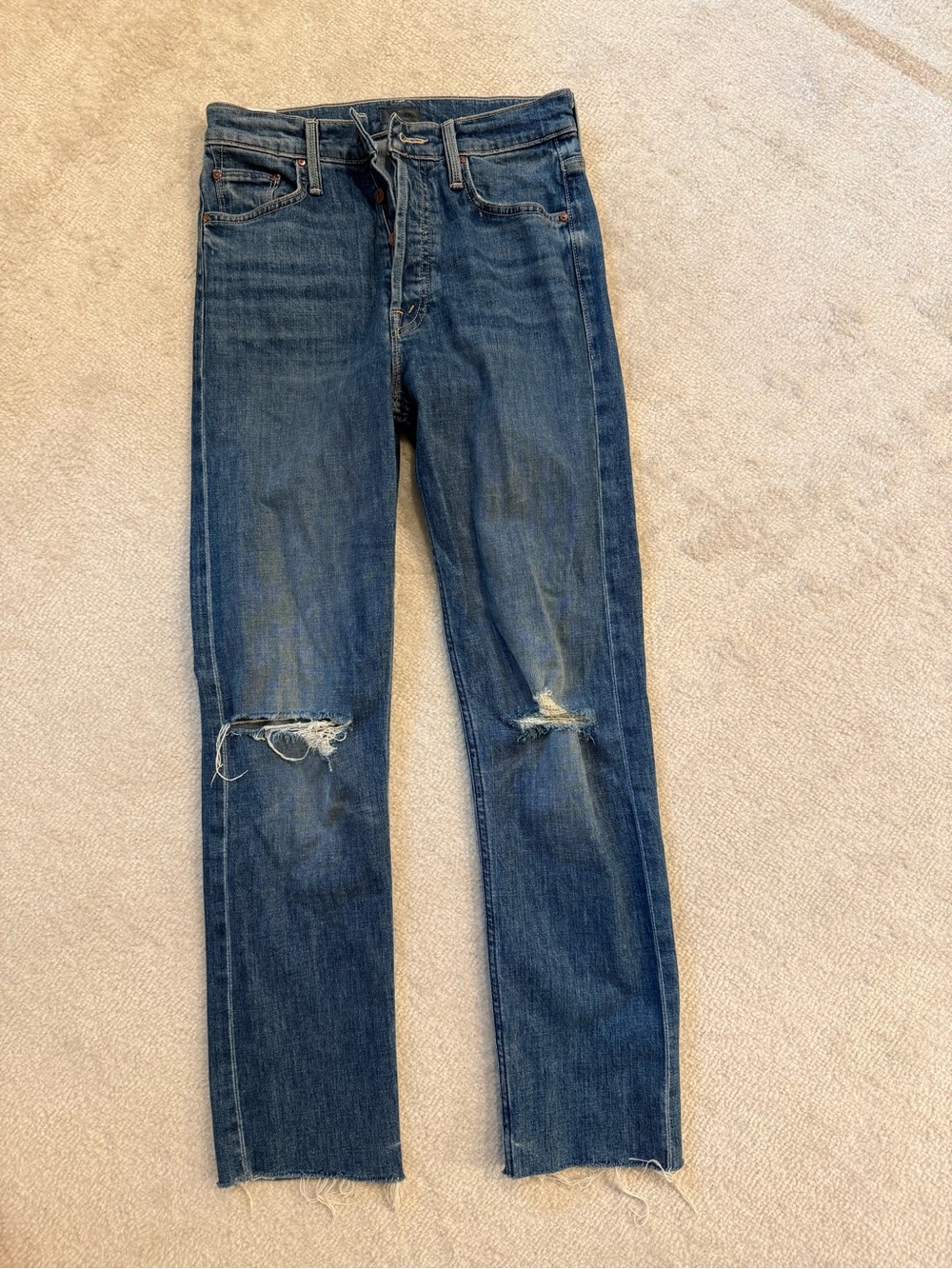 Mother Jeans Light Blue Frayed Edges & Rips
